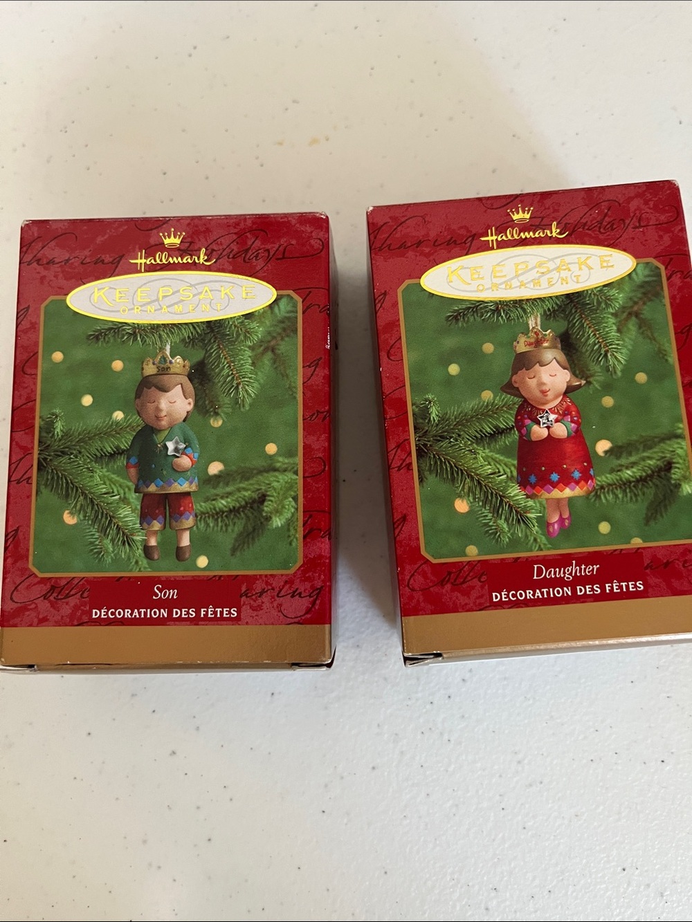 Hallmark Keepsake Daughter & Son Ornaments Red and Green